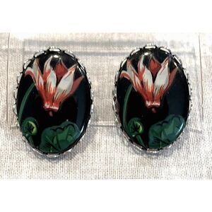 Artistic Flower pierced earrings, Vintage